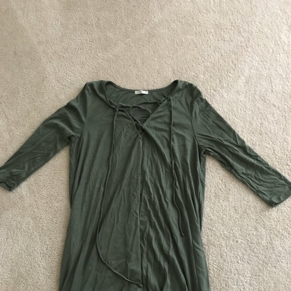 Green tie up dress